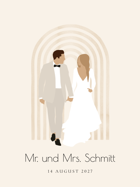 Hochzeitsposter mit Illustration und Brautpaar
