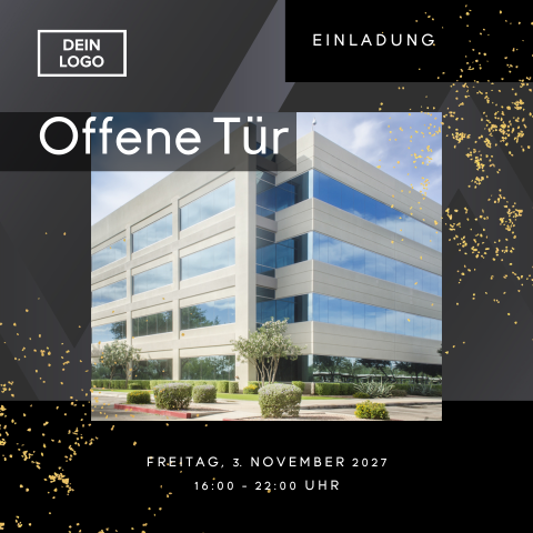 Firmen Einladung Tag der Offenen Tür und Neueröffnung mit Foto
