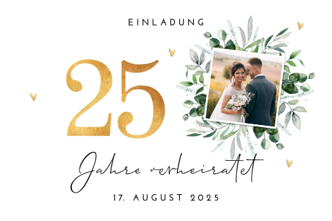Botanische Einladung zur silbernen Hochzeit mit großer 25