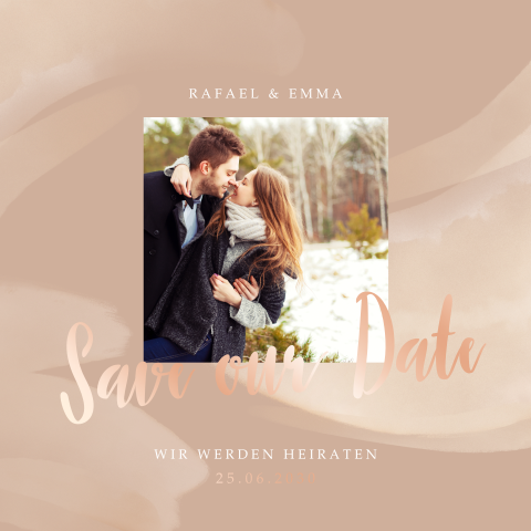 Schicke Save the Date-Karte mit Foto und Foliendruck