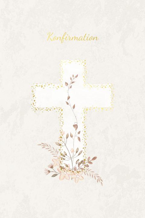 Süße Konfirmationseinladung mit Foto, Goldfolie und Blumen
