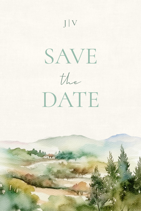 Save the Date Karte Hochzeit mit Aquarell Zeichnung