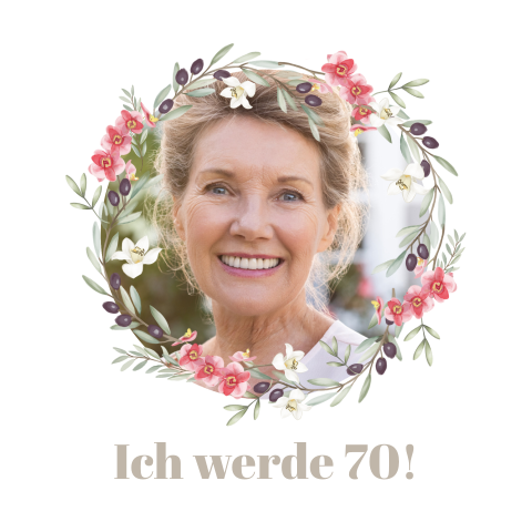 Doppelt, quadratisch - Klassische Geburtstageinladung mit Blumen