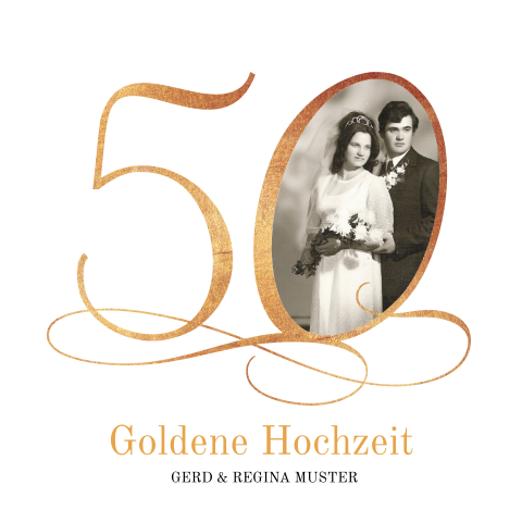 Schicke Einladung zur goldenen Hochzeit mit Foto