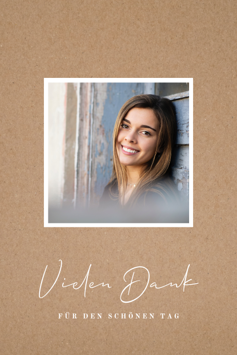 Dankeskarte Konfirmation mit Kraft-Look Hintergrund und Foto