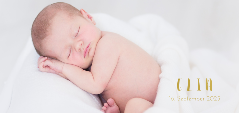 Goldfolien Geburtskarte mit großem Babyfoto