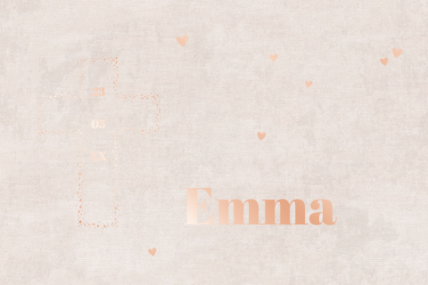 Schlichte Einladung zur Kommunion mit altrosa Hintergrund und Roségold