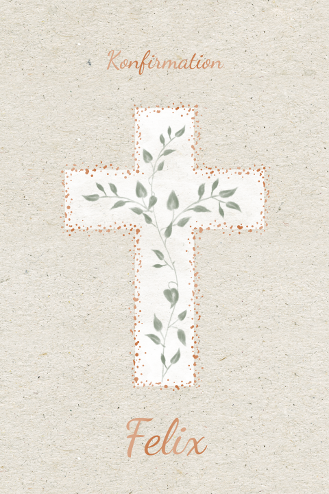 Konfirmationskarte mit Foto, Hochglanzfolie und Kreuz