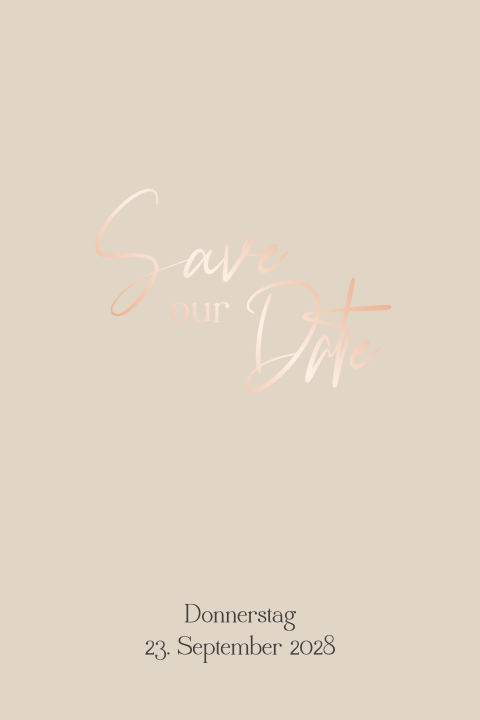 Save the Date Karte mit Roségoldfolie