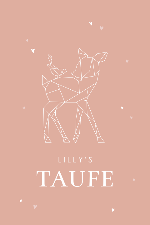Originelle Einladung zur Taufe mit geometrischen Tieren und Foto