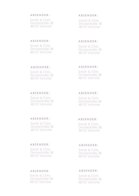 Elegante Absenderaufkleber 65x34mm 14 Stück