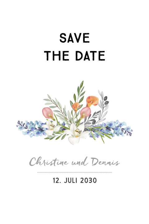 Save the date Karte mit bunten Blumen