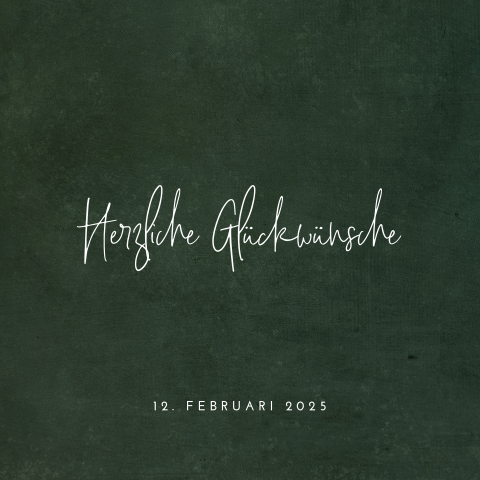 Gästebuchkarte mit dunkelgrünem Hintergrund