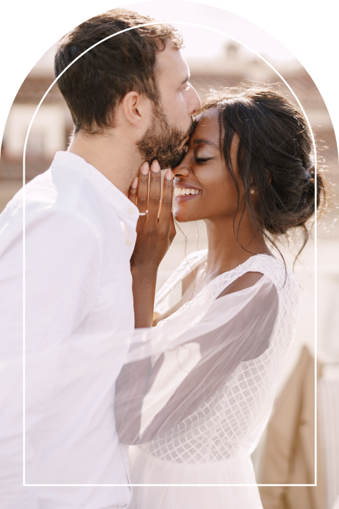 Hochzeitseinladung mit Foto in Halbbogenform, selbst gestalten