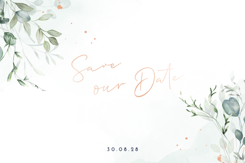 Greenery Save the Date Karte mit Eukalyptus und Foliendruck
