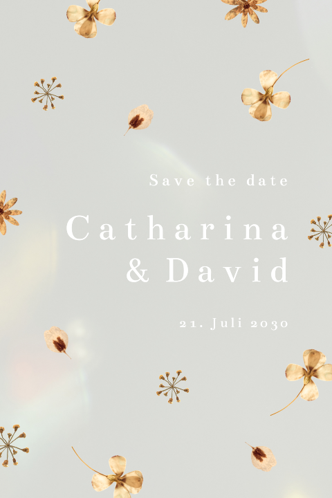 Save the Date Karte aus Acryl mit Trockenblumen