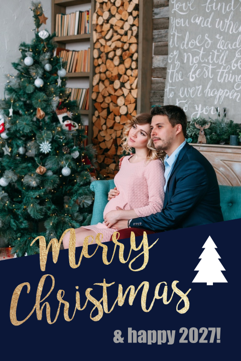 Schicke Weihnachtskarte mit Foto und Weihnachtsbaum