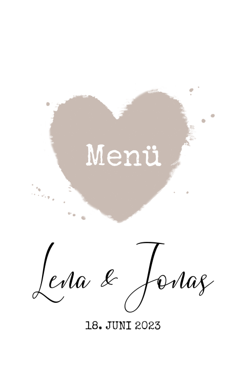 Stilvolle Menükarte mit Herz