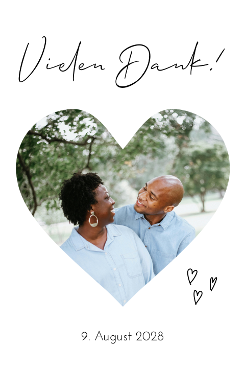 Danksagungskarte zur Rosenhochzeit mit Herzen