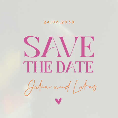 Moderne Save the Date Karte aus Acryl mit Colorblocking