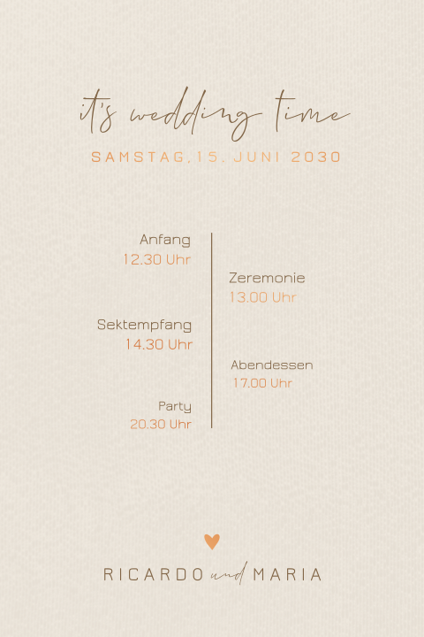 Hochzeitseinladung Timeline im Sandton mit Kupferfolie