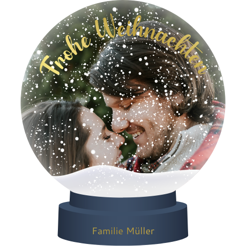 Originelle Schneekugel-Weihnachtskarte mit Foto