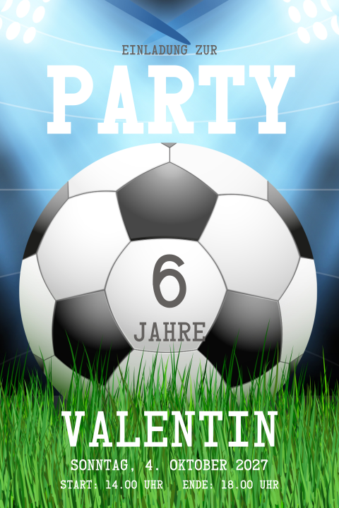 Einladung zum Kindergeburtstag mit großem Fußball