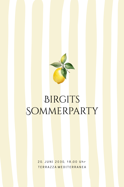 Einladung zum 60sten Geburtstag mediterranen Look mit Zitronen
