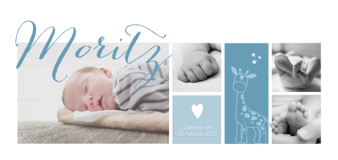 Schöne Geburt Dankeskarte mit Fotos und Giraffe
