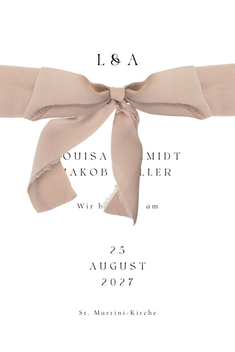 Hochzeitseinladung mit optionalem dekorativem Band