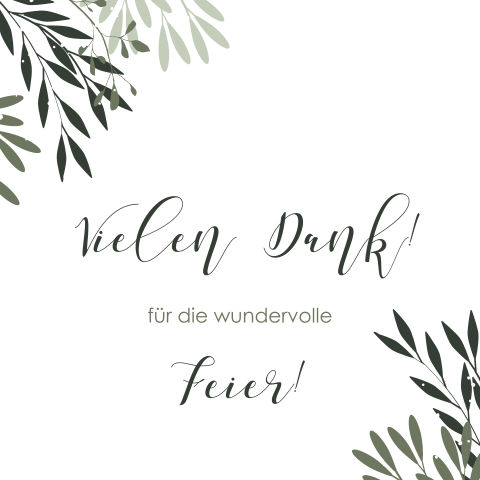Dankeskarte Hochzeit mit grünen Zweigen