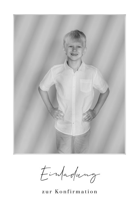 Schlichte Einladung zur Konfirmation mit Hochglanzfoto
