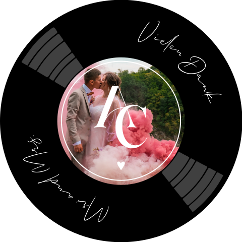 Originelle Dankeskarte Hochzeit in Form einer Schallplatte