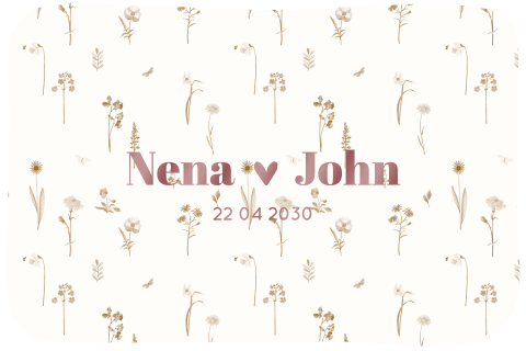 Hochzeitseinladung mit Blümchen und Namen in Hochglanzlack