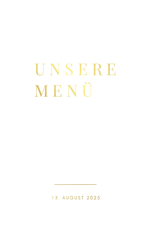 Menükarte mit goldenen Buchstaben