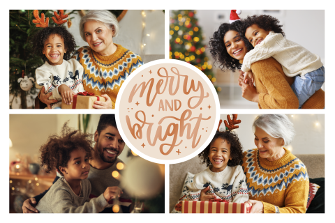 Weihnachtskarte mit Fotocollage und Hochglanzschriftzug