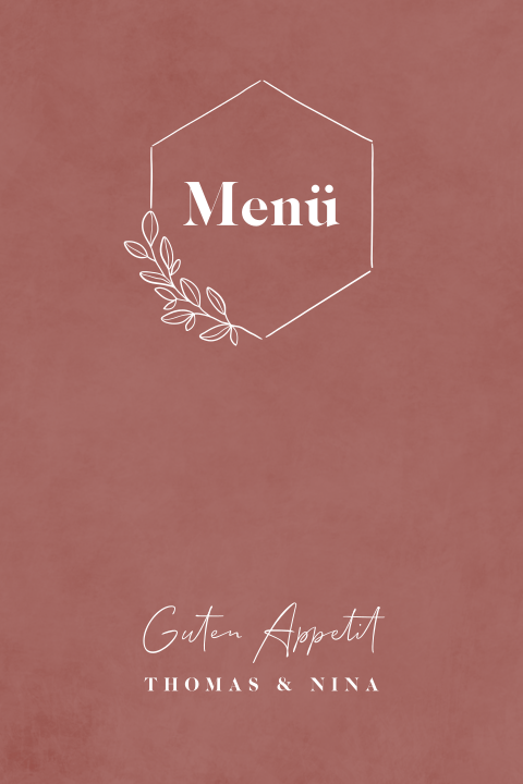 Schicke Menükarte in Rostbraun mit abgerundeten Ecken