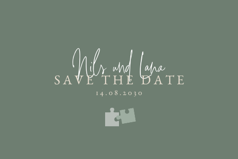Save the date Karte im Sandton mit Puzzelstückchen