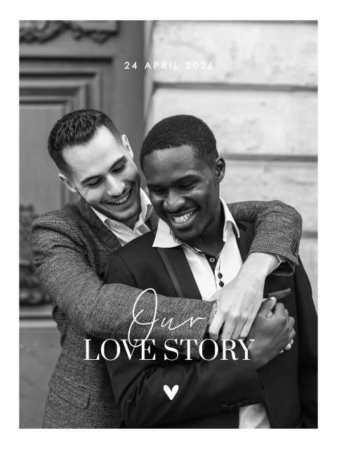 Hochzeitsposter mit großem Foto in Schwarz/Weiß