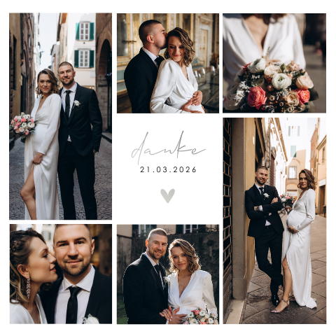 Dankeskarte Klappkarte mit Silberfolie und viele Fotos
