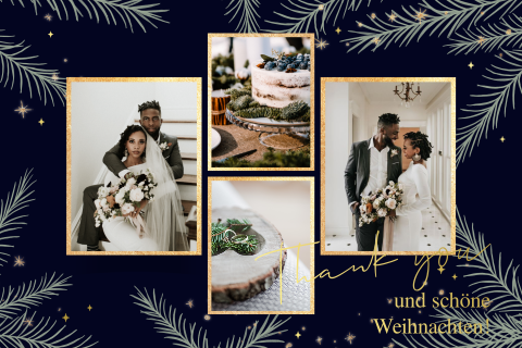 Weihnachtliche Dankeskarte Hochzeit mit Fotocollage