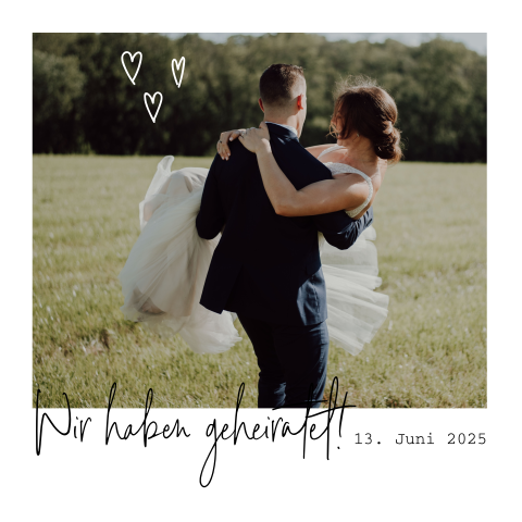 Wir haben geheiratet-Karte im Polaroidfoto-Stil