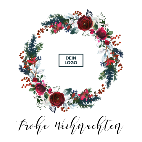 Firmen-Weihnachtskarte mit schickem Kranz und Fotos
