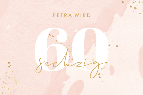 Einladung 60 Jahre Geburtstag rosa und großer Zahl