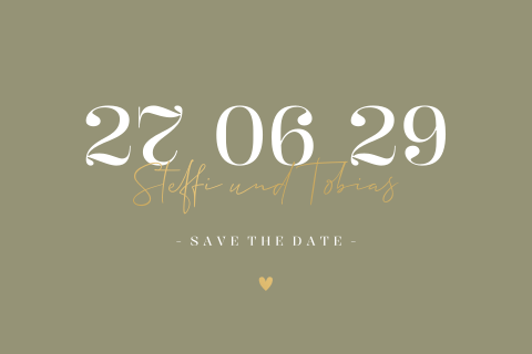 Elegante Save the Date Karte in Grün mit Mattgoldfolie