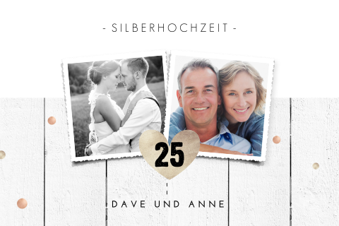 Einladung zur Silberhochzeit mit Fotos und Konfetti