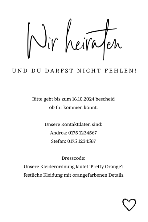 Einlegeblatt mit schwarzer Schrift und Herzchen - Biotop
