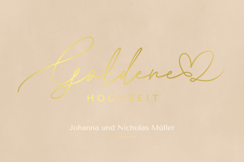 Elegante Einladung zur goldenen Hochzeit in Beige mit Goldfolie