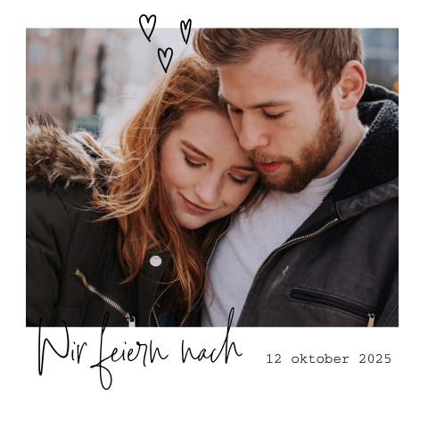 Change the Date Karte im Polaroidfoto-Stil mit großem Paarfoto