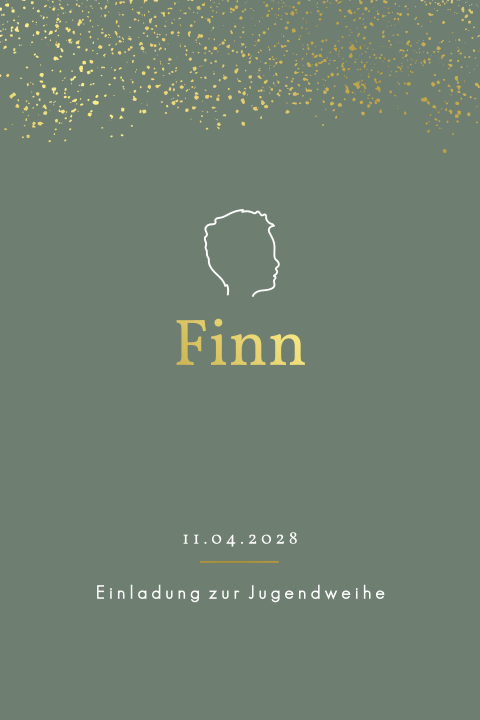 Einladung zur Jugendweihe Grün mit Goldfolie